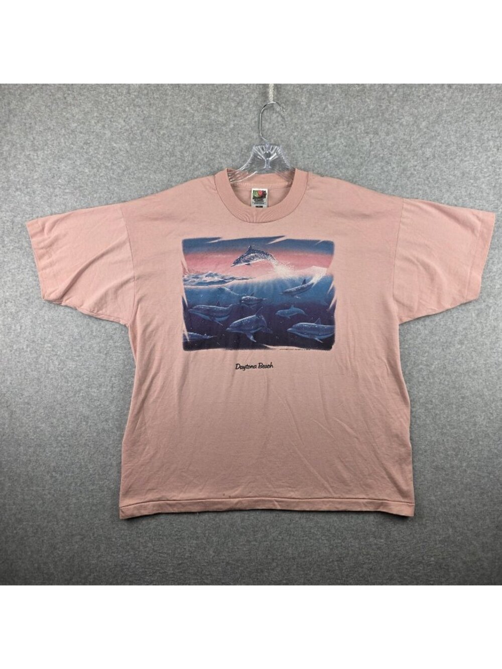 Vintage 1998 Daytona Beach T Shirt Mens XL Pink Dolphins Ocean Single Stitch